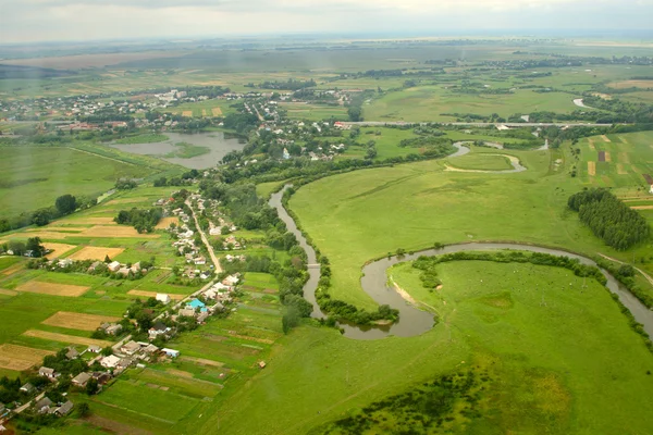 Ukraińska wieś - widok z lotu ptaka. — Zdjęcie stockowe