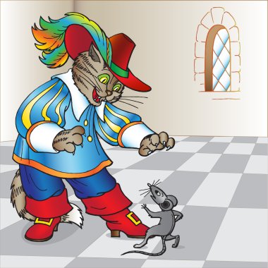 Fairy tale the Cat in boots clipart