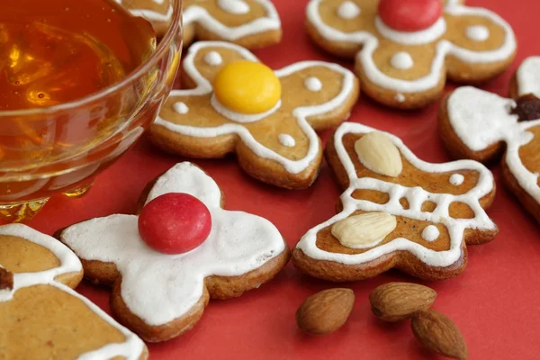 Christmas gingerbread and honey — Stock Photo, Image