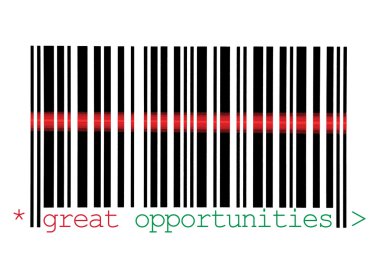 Scanning Great Opportunities Barcode Macro Closeup Isolated On W clipart