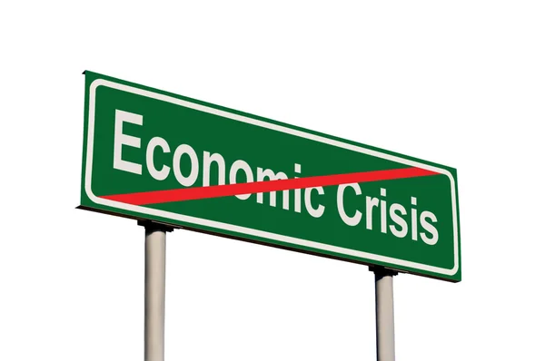 End Of Economic Crisis Green Road Sign Isolated — Stock Photo, Image