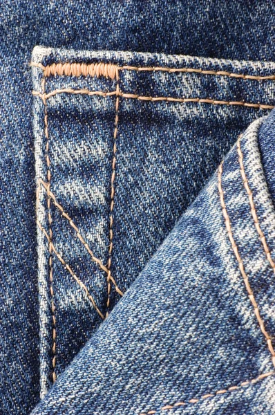 Denim Blå jeans ficka detaljerade makro närbild — Stockfoto