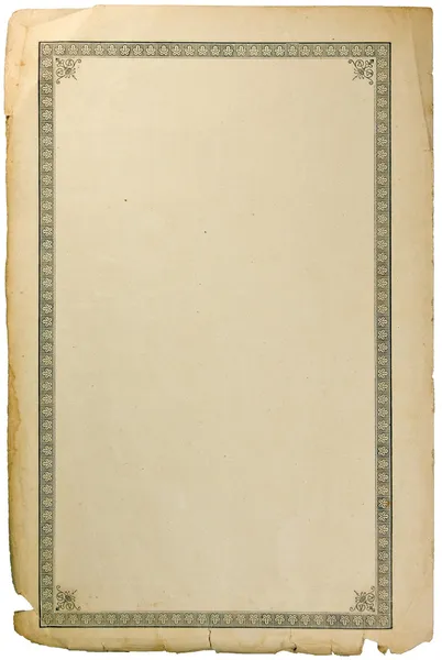 Старая длинная бумажная страница с виньеткой, изолированная — стоковое фото