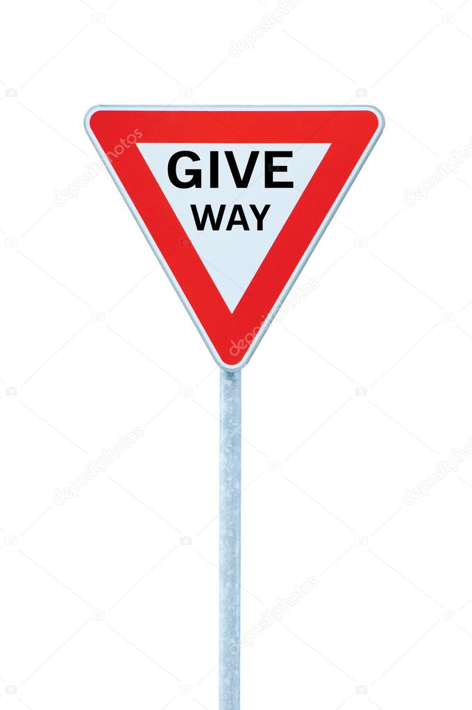 Give way priority yield road traffic roadsign sign isolated