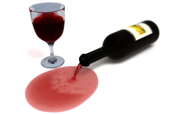 Välte flaska vin från som flödar — Stockfoto