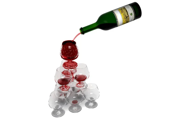 Pirámide de copas con vino —  Fotos de Stock