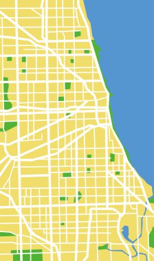 Vector illustration map of Chicago clipart