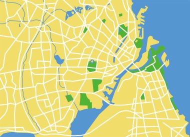 Vector illustration map of Copenhagen clipart