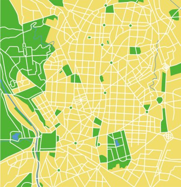 Vector illustration map of Madrid clipart