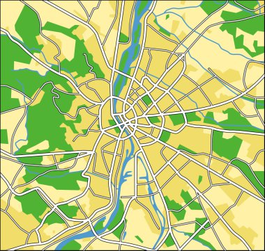 Vector illustration map of Budapest clipart