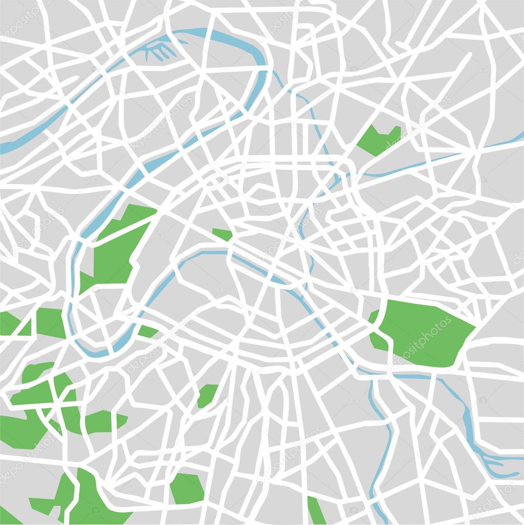 Vector illustration map of Paris
