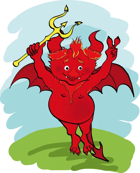 Devil with a trident. — Stock Vector