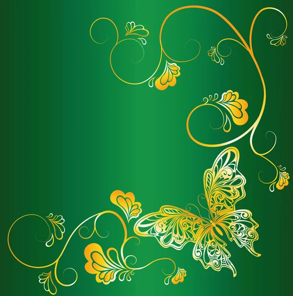 Mariposa y flores — Archivo Imágenes Vectoriales