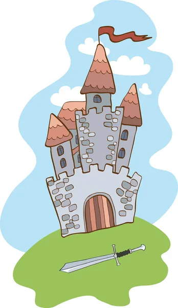 城堡和剑 — 图库矢量图片