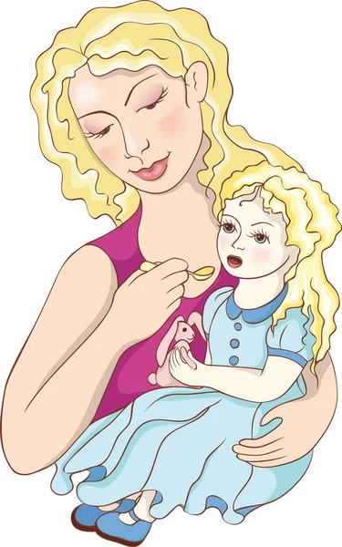 Anne ve küçük kızı — Stok Vektör