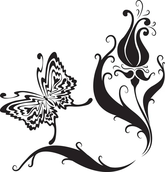 蝴蝶与鲜花 — 图库矢量图片