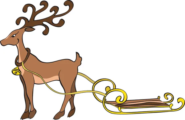 鹿和雪橇 — 图库矢量图片