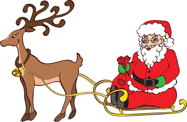 Papai Noel e trenó — Vetor de Stock