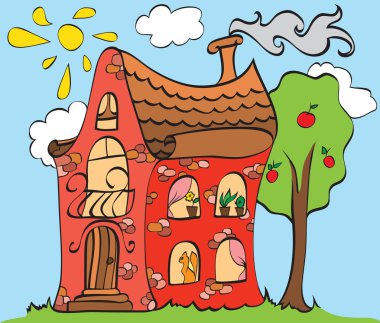 House on lawn clipart