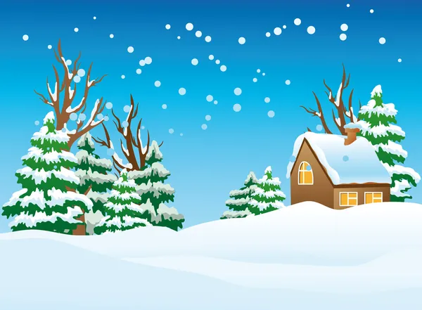 Aldeia coberta de neve Ilustrações De Stock Royalty-Free