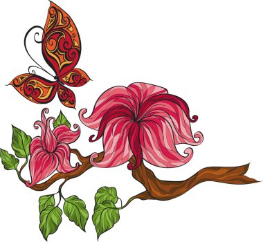 Branch and butterfly clipart