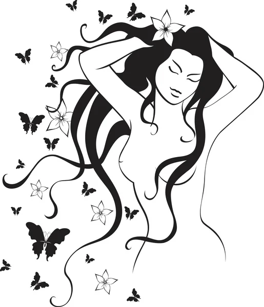 Chica y mariposa — Archivo Imágenes Vectoriales