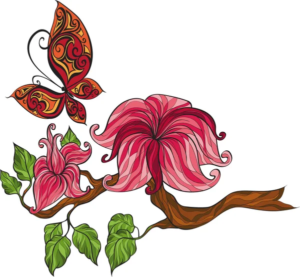 Branche et papillon — Image vectorielle