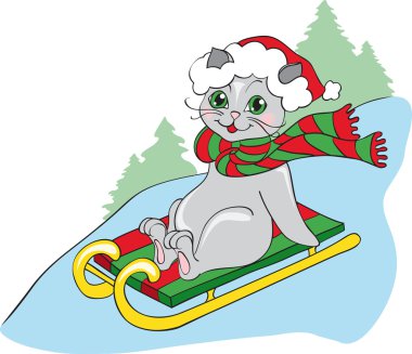 Grey cat on cledge clipart