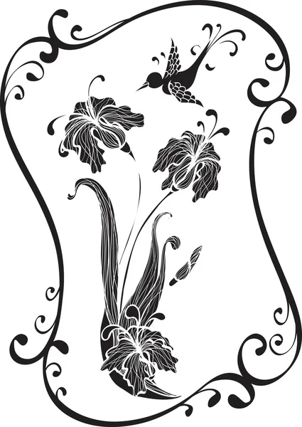 Flor y ave — Archivo Imágenes Vectoriales