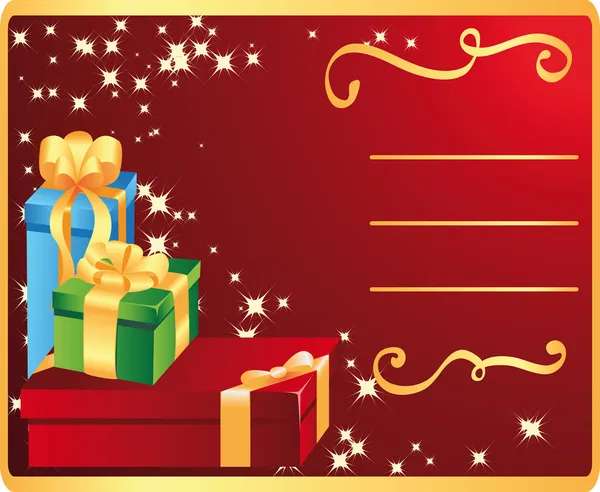 Kartka świąteczna z prezentami — Wektor stockowy