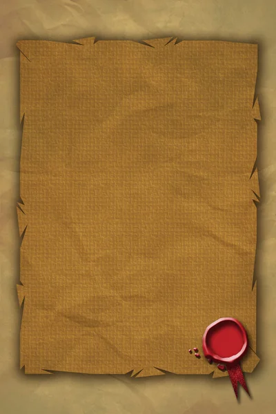 Rotes Wachssiegel und Grunge-Pergamentpapier — Stockfoto