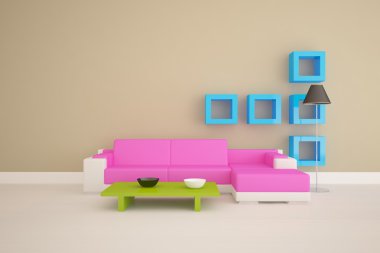 Room with colored furniture clipart