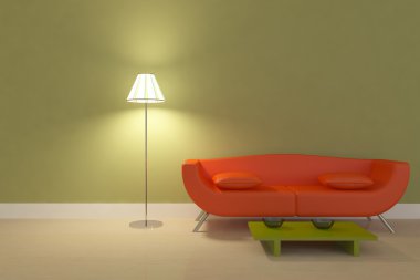 Green interior with lamp clipart