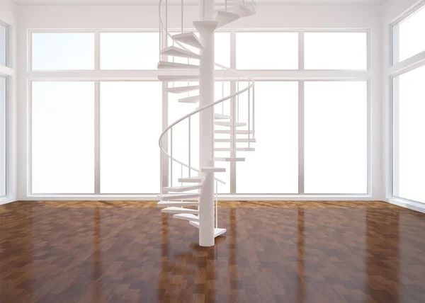 Vit tomt rum med trappa — Stockfoto