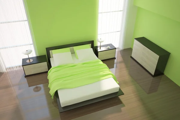 Green bedroom — Stock Photo, Image