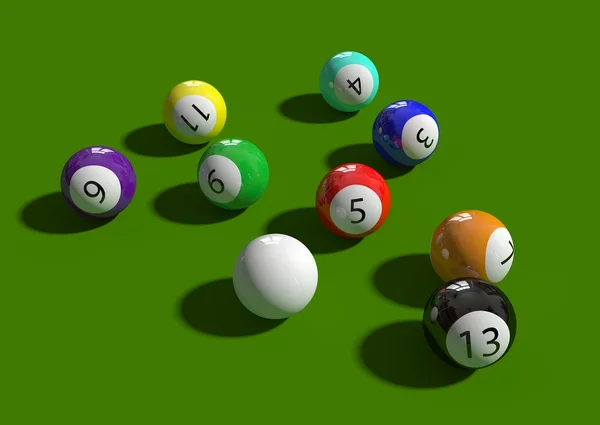 stock image Billiard balls on the green table