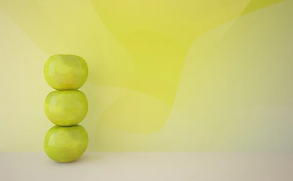 stock image Green apple on a table