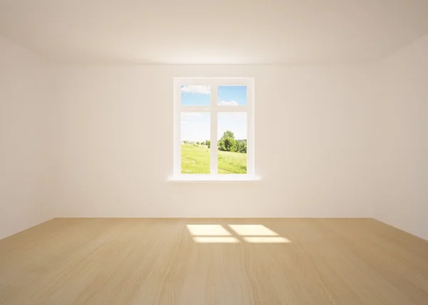 Habitación vacía blanca con vista a la naturaleza —  Fotos de Stock