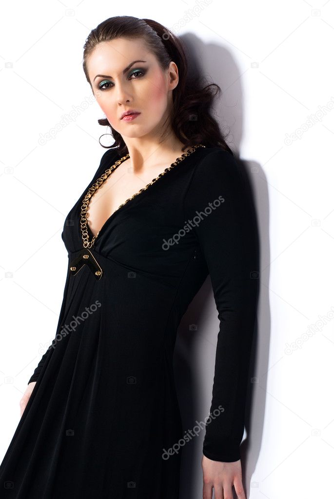Women in black evening dress