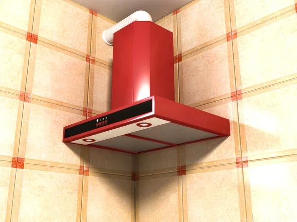 New red cooker hood detail — Stock Photo, Image