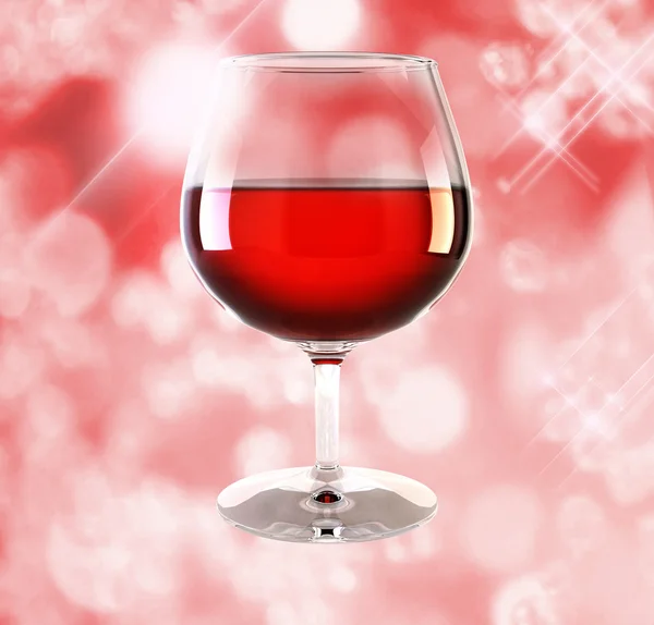 One glass of wine on red background — Stock Photo, Image