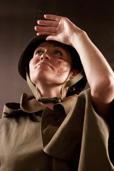 stock image Military Beautiful smiling girl