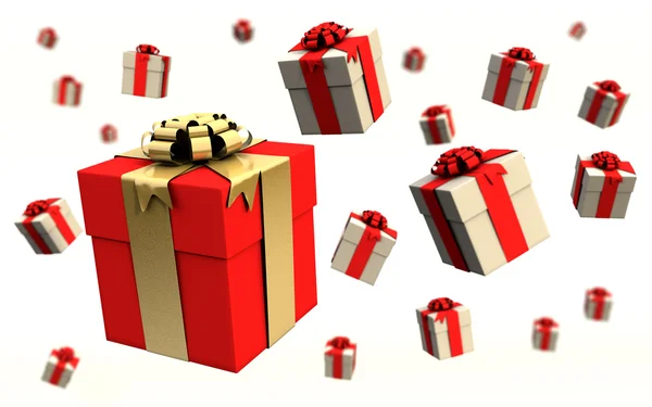 Flying gift boxes — Stock Photo, Image