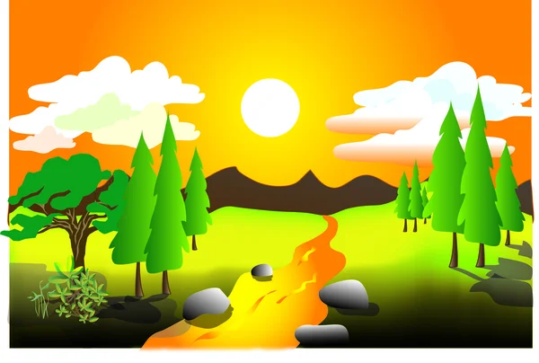 Landscape of summer hot day — Stock Vector