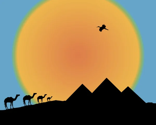 Silhouette des pyramides égyptiennes — Image vectorielle