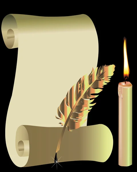 Candle and feather — Wektor stockowy
