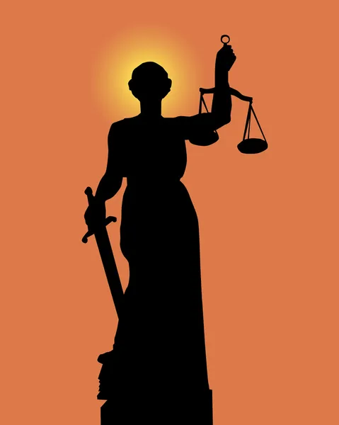 Silhouette of a statue of justice — Stock Vector