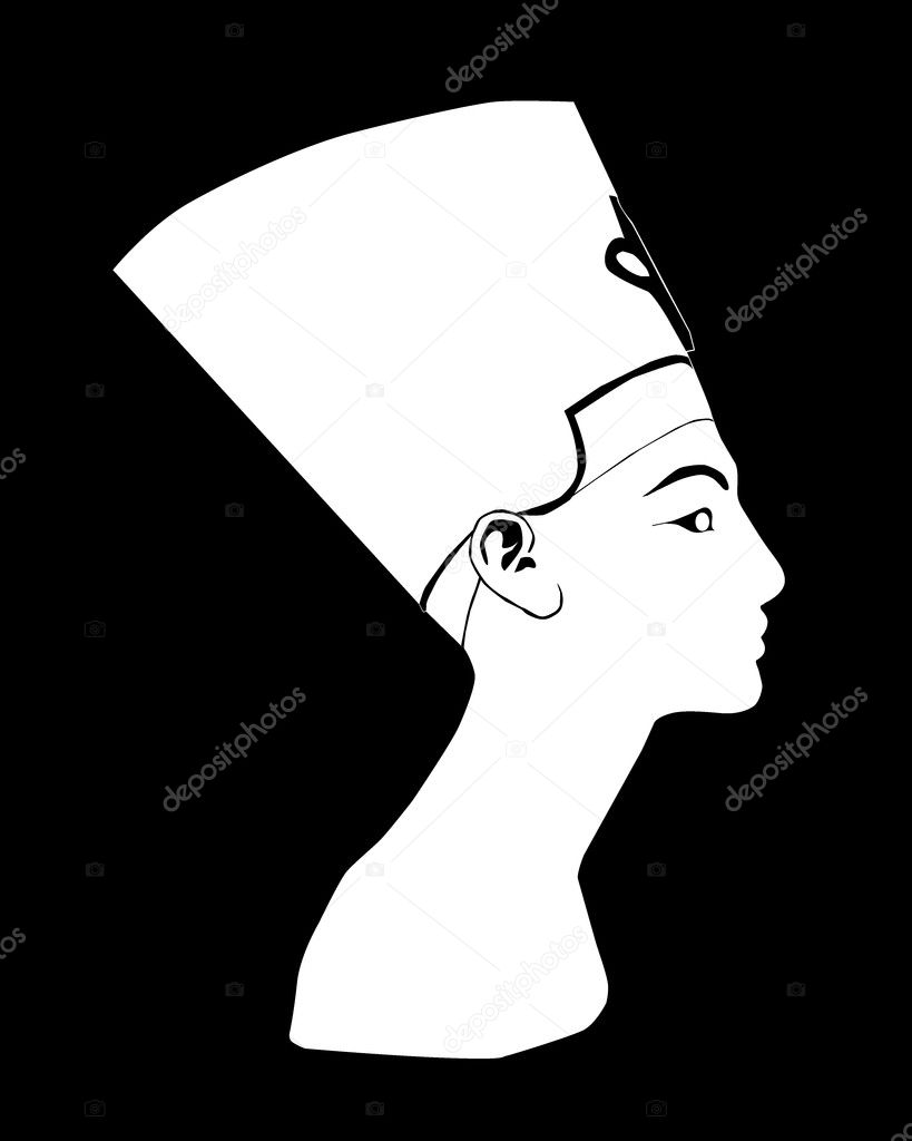 White silhouette of Nefertiti