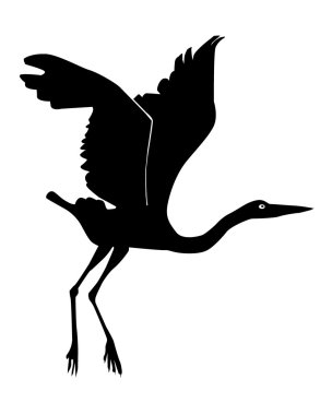 Silhouette of a flying up heron clipart