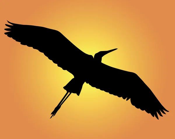 Siyah bir portakal heron silüeti — Stok Vektör